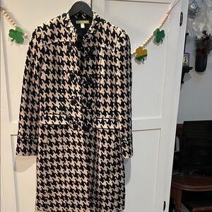 Sigrid Olsen Black & Cream Houndstooth Coat